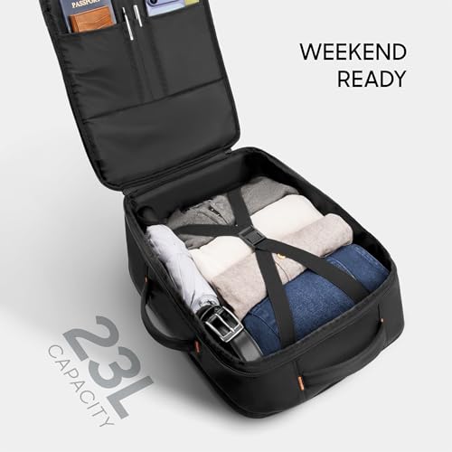 Sharper Image Travel Backpack for Men & Women 23L TSA Flight Ready Weekender Bag for Carry On Luggage, Fits 17” Laptop, Water Resistant Casual Daypack for Traveling, Black (Venture Collection)