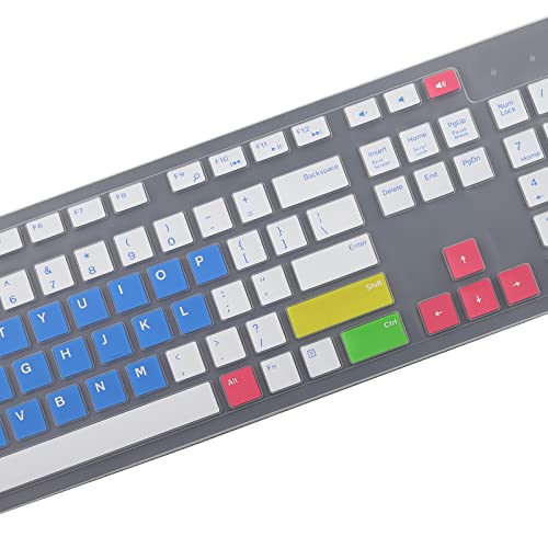Keyboard Cover Skin for Dell KM636 KB216 KB216t KB216d KB216p Wired & Wireless Keyboard, Dell Optiplex 5250 3050 3240 5460 7450 7050, Dell Inspiron Desktop 24" 27" 5400 5490 7700 7790 3475 3670 3477 - color: Candy Blue