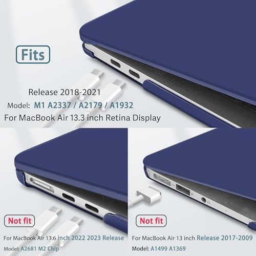 May Chen Compatible with New MacBook Air 13 inch Case 2021 2020 2019 2018 Release Model: M1 A2337 A2179 A1932, Plastic Hard Shell Case for MacBook Air 13 inch & Retina Display Fits Touch ID,Navy Blue - color: Navy blue