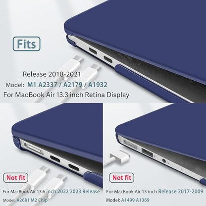May Chen Compatible with New MacBook Air 13 inch Case 2021 2020 2019 2018 Release Model: M1 A2337 A2179 A1932, Plastic Hard Shell Case for MacBook Air 13 inch & Retina Display Fits Touch ID,Navy Blue - color: Navy blue