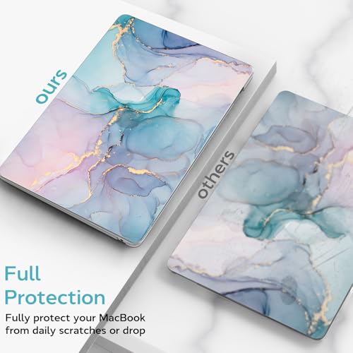 B BELK Compatible with MacBook Air 13 inch Case 2021 2020 2019 2018 M1 Chip | A2337 A2179 A1932, Plastic Hard Shell for MacBook Air 13.3 inch Case with Keyboard Cover & Screen Protector, Blue Pink Marble - color: Blue Pink Marble