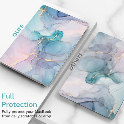 B BELK Compatible with MacBook Air 13 inch Case 2021 2020 2019 2018 M1 Chip | A2337 A2179 A1932, Plastic Hard Shell for MacBook Air 13.3 inch Case with Keyboard Cover & Screen Protector, Blue Pink Marble - color: Blue Pink Marble