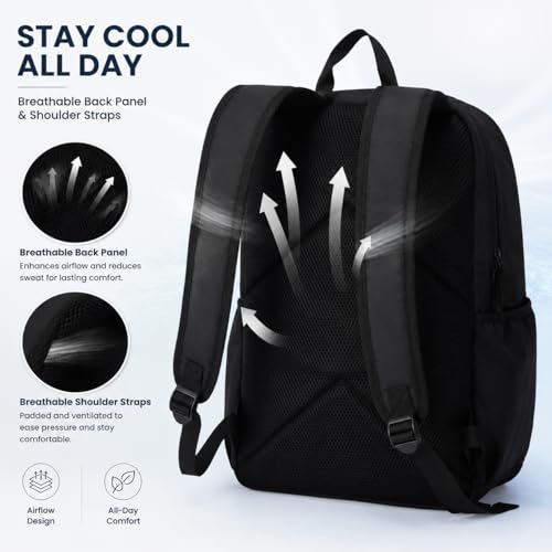 Travel Laptop Backpack for Women & Men, 15.6" Laptop and Tablet Bag with Tumbler Holder – Lightweight, Durable Travel & Work Backpacks, Black - color: Backpack 03 Black