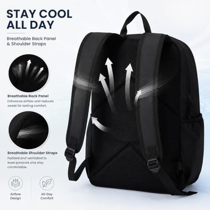 Travel Laptop Backpack for Women & Men, 15.6" Laptop and Tablet Bag with Tumbler Holder – Lightweight, Durable Travel & Work Backpacks, Black - color: Backpack 03 Black