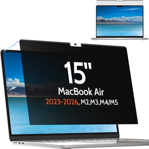 Mamol Privacy Screen for MacBook Air 15 Inch 2023-2026 (M2 M3 M4 M5), Magnetic Removable Anti Glare Blue Light Filter Protector - size: MacBook Air 15 Inch (2023-2026)