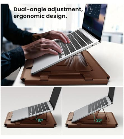 Nillkin 14 inch Laptop Sleeve with Stand (4-in-1), 2 Stand Modes, Mouse Pad | ﻿ Magnetic Handle | Slim Laptop Case | MacBook Air 13 inch Case for Samsung/Surface/HP/Chromebook/Dell/Lenovo 12-14'', Brown - color: Brown, size: 12-14 inch