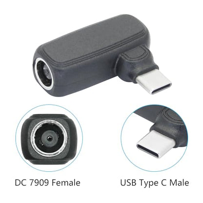 90 Degree 100W DC 7.9mm x 0.9mm Power Adapter, Input 15 - 20.5V, PD Chip | Right Angle DC 7909 Female to USB Type C Male PD Plug, Built in PD Intelligent Chip Quick Identification V/A, for USB C Port - style: DC 7909 Female to USB Type c Male - 100W