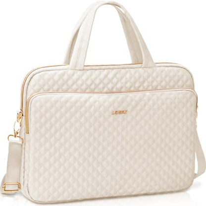 Laptop Case Bag Women Men Computer Sleeve Compatible with MacBook/Dell/HP/Acer/ASUS, Waterproof Shoulder Carrying Briefcase, Beige, 14-14.5 Inch - color: Beige, size: 14 Inch