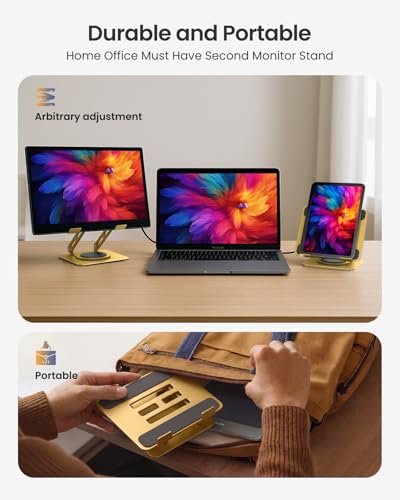 LOXP Adjustable Tablet Stand, 360 Rotating iPad Stand with Heavy-Duty Base | Perfect for Travel, Desk, Office, 4.7-16.9" Device, iPad Pro Air Mini, Kindle, Surface Tablet, Portable Monitors - Gold - color: Gold