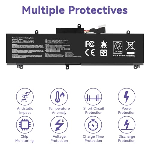 C41N1837 Battery Replacement for Asus Rog Zephyrus GA502 GA502D GA502DU GA502GU GA502IV GU502 GU502DU GU502GV GU502LU GU502LW GU502LV GX502LXS GX502GV GX502GW GU532 GX532 GU532GU GU532GV GX532GV - size: C41N1837 12.60*5.28*1.06 in