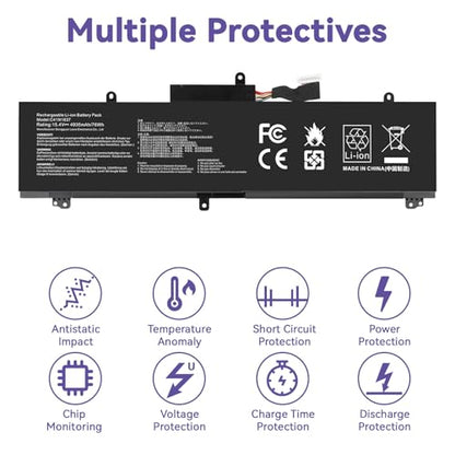 C41N1837 Battery Replacement for Asus Rog Zephyrus GA502 GA502D GA502DU GA502GU GA502IV GU502 GU502DU GU502GV GU502LU GU502LW GU502LV GX502LXS GX502GV GX502GW GU532 GX532 GU532GU GU532GV GX532GV - size: C41N1837 12.60*5.28*1.06 in