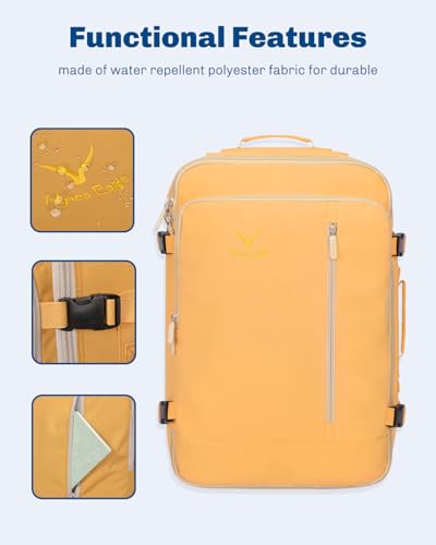Carry on Backpack 38L Large Travel Backpack for Women Flight Approved Weekender Bag Laptop Backpack Men 15 inches Yellow - color: Yellow