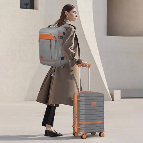 Joyway Expandable Carry on Luggage Sets Airline Approved, Lightweight Hard Shell 20 Inch Carry-on Suitcase with Spinner Wheels - color: Grey, size: Carry on luggage