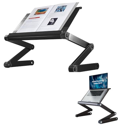 Uncaged Ergonomics Adjustable Book Holder, Tablet & Laptop Stand, Aluminum Portable Reading Stand for Textbooks & Cookbooks, Recipe Holder for Kitchen Counter, Black - color: Black