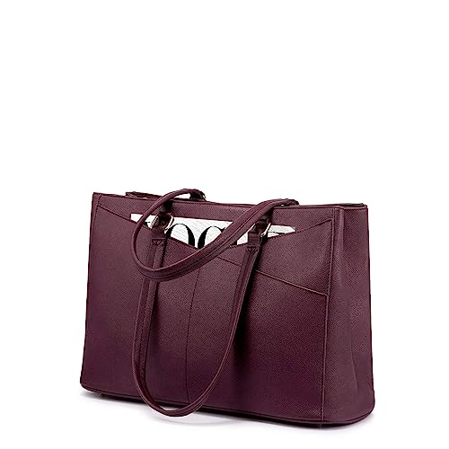 LOVEVOOK Laptop Tote Bag for Women 15.6 Inch Waterproof Leather Computer Bags Women Business Office Work Bag Briefcase Purple - color: Purple, size: 15.6 inch