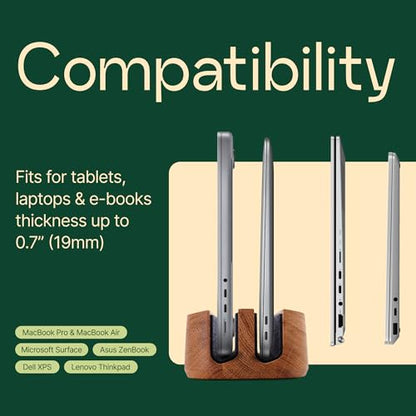 Laptop Stand Vertical Laptop Holder for Desk - All MacBook Vertical Stand up to 0.7'' Thick - Handmade MacBook Holder of Natural Wood (Single Oak) - color: Single Oak