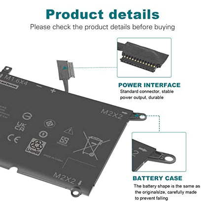 DXGH8 0H754V H754V G8VCF G8VCF6C HK6N5 Battery for Dell Inspiron 13 7000 7390 7391 2-in-1 5390 5391 14 7400 7490 Latitude 3301 E3301 XPS 13 9370 9380 2019 Vostro 5390 5391, P113G001 P82G P82G001 - size: 11.18*3.9*0.2inch DXGH8