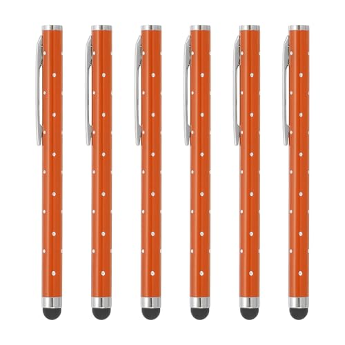 PATIKIL Stylus Pens for Touch Screens, 6 Pcs High Precision Universal Bling Stylus Crystal Metal Capacitive Pen for Touch Screen Devices Phone Tablets Laptop, Orange - color: Orange