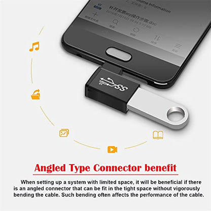 USB-C Type-C to USB 3.0 Female OTG Adapter Right Angled 90 Degree for Laptop Cell Phone - style: Right Angled