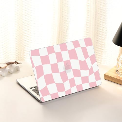 AKIT for MacBook Air 13 inch Case M5 M4 M3 M2 2026-2022, Pink Checkboard | A3449 A3240 A3113 A2681, Funny Pattern Hard Shell Laptop Case+Screen Protector+Keyboard Cover for MacBook Air 13.6 inch - color: Pink Checkboard