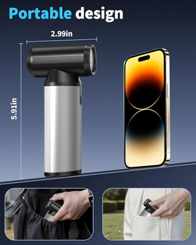 Compressed Air Duster, 2-in-1 Air Duster & Vacuum with 320000RPM Brushless Motor, Electric Air Duster Rechargeable, 3-Gear Adjustable Air Blower for Keyboard, Computer, Car, Home, Outdoor Cleaning