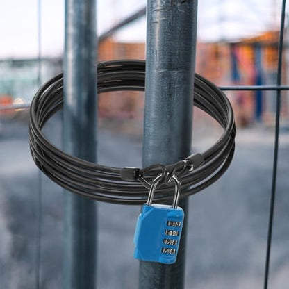 12 Pack Security Cable Luggage Lock with Loops 7 ft 3mm Braided Steel Coated Bike Cable Wire Double Loop Anti Theft Safety for U Lock, Padlock and Disc(Black) - color: Black, size: 7 ft