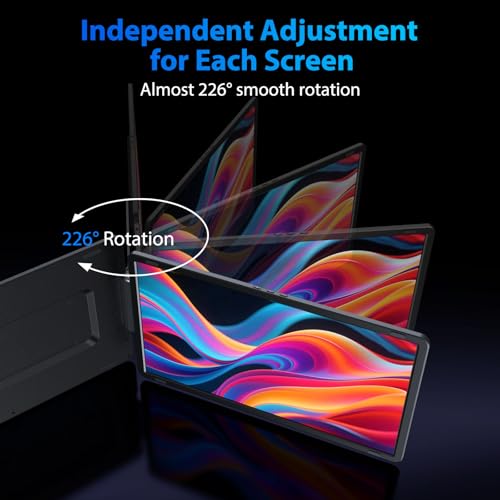 15.6" Laptop Screen Extender, Portable Triple Monitor for Laptops | FHD 1080P, USB-C/HDMI, Plug & Play, 120% sRGB, Low Blue Light, Detachable Monitor Extender for Wins/macOS 13.3"-17.3" - size: 15.6" Triple Monitor