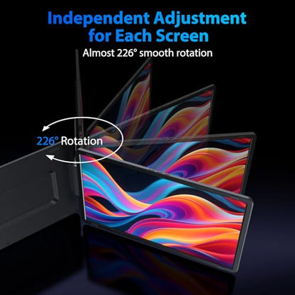 15.6" Laptop Screen Extender, Portable Triple Monitor for Laptops | FHD 1080P, USB-C/HDMI, Plug & Play, 120% sRGB, Low Blue Light, Detachable Monitor Extender for Wins/macOS 13.3"-17.3" - size: 15.6" Triple Monitor