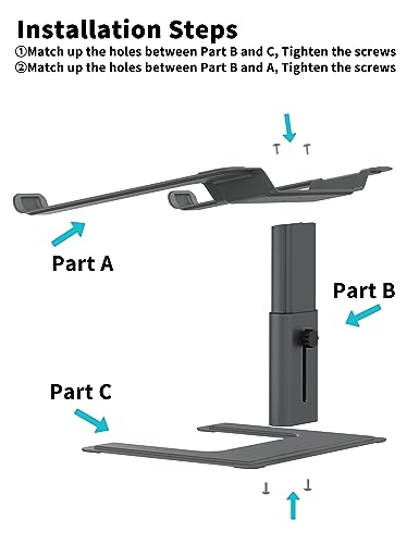 ALASHI Laptop Stand for Desk, Computer Stand Adjustable Height, Ergonomic Notebook Laptop Riser, Aluminum Metal Holder Compatible with 10 to 17.3 Inches Notebook PC Computer, Grey - color: C-Grey