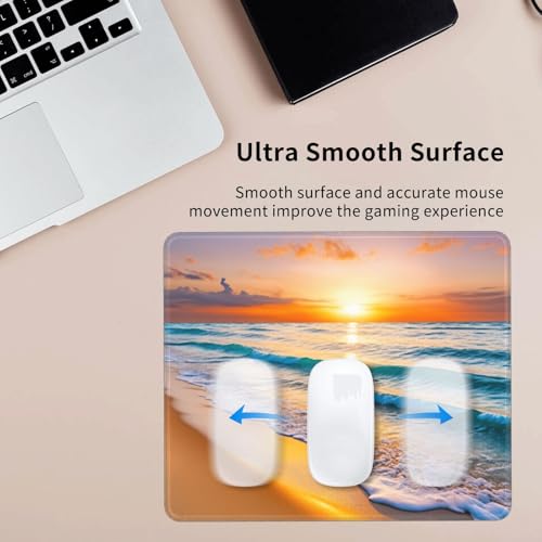 Beach Sunset Gaming Computer Keyboard Cute Mouse Pad with Anti-fray Stitching, Premium-Textured Alfombrilla para Mouse with Non-Slip Rubber Base, 10 x 12 inch - color: Beach Sunset