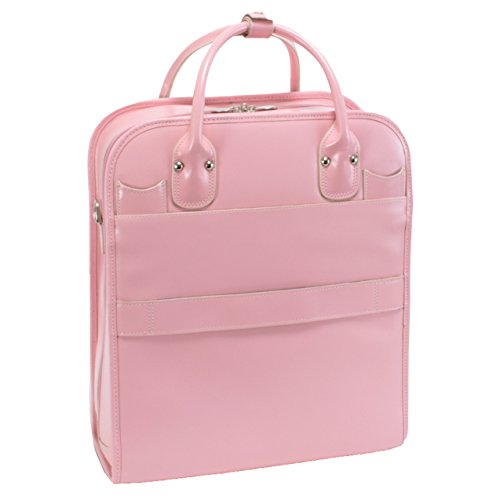 McKleinUSA, W Series, LA Grange, Top Grain Cowhide Leather, 15" Leather Vertical Patented Detachable -Wheeled Ladies' Laptop Briefcase, Pink (96499), 14.4 x 8.75 x 18.5 inches - color: Pink, size: 14.4"x8.75"x18.5"