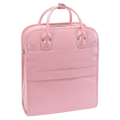McKleinUSA, W Series, LA Grange, Top Grain Cowhide Leather, 15" Leather Vertical Patented Detachable -Wheeled Ladies' Laptop Briefcase, Pink (96499), 14.4 x 8.75 x 18.5 inches - color: Pink, size: 14.4"x8.75"x18.5"