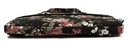 Black C Rose Patten water resistant Laptop Shoulder Messenger Bag Case Sleeve for 12 Inch 13 Inch Laptop,Laptop Briefcase - color: Black C Rose, size: 13-13.3 Inch