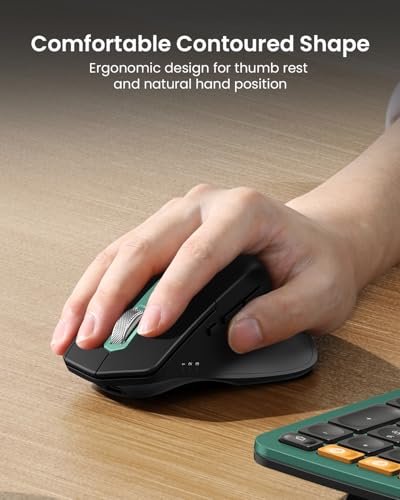 ProtoArc EKM01 Plus Wireless Ergonomic Keyboard Mouse Combo - Green | Full-size Split Keyboard with Cushioned Wrist Rest, Ergonomic Mouse, 3-Device Bluetooth/2.4G, USB-C Rechargeable - color: Green