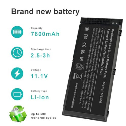 Fancy Buying FV993 M4800 M6800 Laptop Battery for Dell Precision M4600 M4700 M6700 M6600 Series,Fits RY6WH FJJ4W KJ321 PG6RC V7M28 R7PND 0TN1K5 7DWMT JHYP2 K4RDX Laptop [11.1V /7800mAh/89Wh] - size: 8.07*2.05*0.83inch M6600