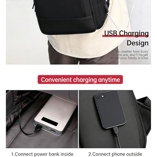 Expandable Business Laptop Backpack with USB Charging Port, Water Resistant Travel Work Bag for Men Women Fits 15.6 Inch Laptop (1) - color: 1