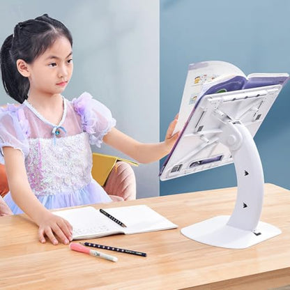 Cabilock Ergonomic Laptop Holder and Riser Stand with Anti-Slip Base, Portable Foldable White Laptop Support for Desk Reading and Study