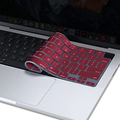 MOSISO Keyboard Cover Skin Compatible with MacBook Air 15 inch M3 M2 | A3114 A2941/Air 13.6 A3113 A2681/Pro 14/16 M4 M3 M2 M1, Marsala Red - color: Marsala Red