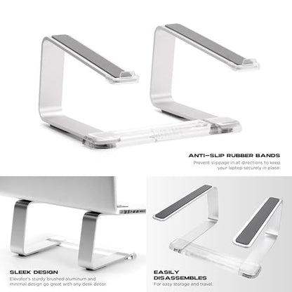 Griffin Elevator Laptop Stand - Ergonomic Computer Riser & Laptop Mount Made of Sturdy Brushed Aluminum - Supports Posture & Elevates Workspace with a Minimal Design, Classic Clear (2.5 Oz)