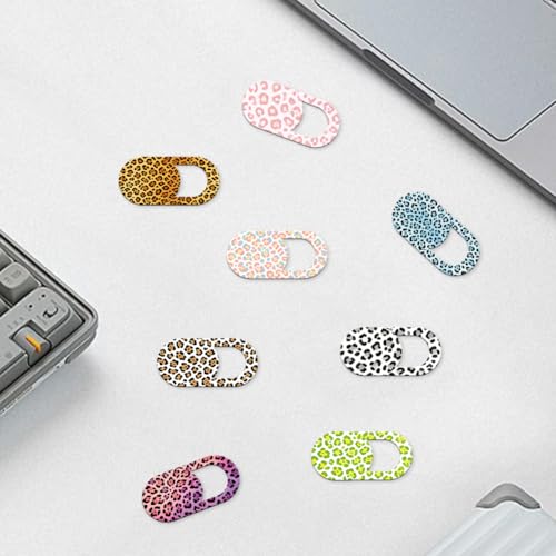 8Pcs 8 Styles Laptop Camera Cover Slide Leopard 0.03 Inch Ultra Thin Webcam Cover for Mini PC Phone Desktop Computer Tablet Notebook Plastic Durable Privacy Protectors for Home Office Use - color: Leopard Print