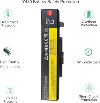 5200MAH L11S6Y01 L11L6Y01 Laptop Battery Compatible with Lenovo IdeaPad Y480 Y580 G480 G580 Z380 Z480 Z580 Z585 Series L11M6Y01 L116Y01 L11S6F01 L11L6F01 L11P6R01