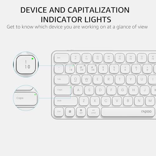 Rapoo E9350L Multi-Device Wireless Keyboard, Blade-Series E9350L 99-Key Ultra-Thin Keyboard, Support 4 Devices, Low-Profile, Quiet, USB-C, Rechargeable, Al-Alloy Frame, for Windows/Mac/Linux/Chrome - color: White