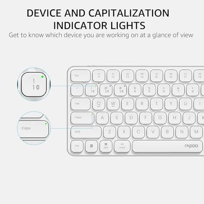 Rapoo E9350L Multi-Device Wireless Keyboard, Blade-Series E9350L 99-Key Ultra-Thin Keyboard, Support 4 Devices, Low-Profile, Quiet, USB-C, Rechargeable, Al-Alloy Frame, for Windows/Mac/Linux/Chrome - color: White