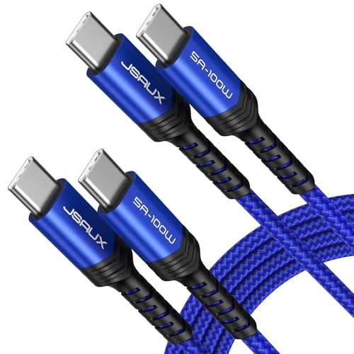 JSAUX 100W USB C to USB C Cable for iPhone 17, USBC Type C Charge Cord 5A Fast Charging Compatible with iPhone 17 Air 16 15 Pro Max Samsung Galaxy S25 S24 MacBook iPad Pro Carplay (2-Pack, 6.6ft) Blue - color: Blue, size: 6.6FT+6.6FT