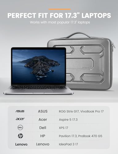 DOMISO 17 inch Laptop Sleeve with Handle Shockproof Waterproof EVA Protective Case for 17.3" ZBook Fury 17.3 G8/MSI GS73VR Stealth Pro/HP Envy 17/LG Gram 17"/ROG Strix GL702VS, Silver - color: Silver, size: 17.3 inch