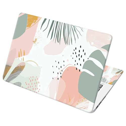 Universal Laptop Skin Sticker with 2 Wrist Pad Decals, 3-Piece Removable Vinyl Laptop Cover, Minimalist Art Flowers Waterproof Anti-Scratch, Easy-Trim Fit for 13.3" 14" 15.6" Laptops - color: Minimalist Art Flowers
