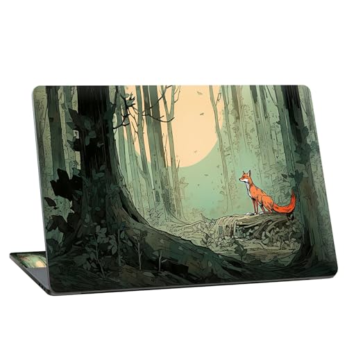 Universal Laptop Skin Sticker with 2 Wrist Pad Skins, Waterproof Scratch Resistant Vinyl Laptop Cover Decal, Cut to Fit for 11–15.6 Inch MacBook HP Dell Lenovo, Fox in The Forest - color: Fox In The Forest