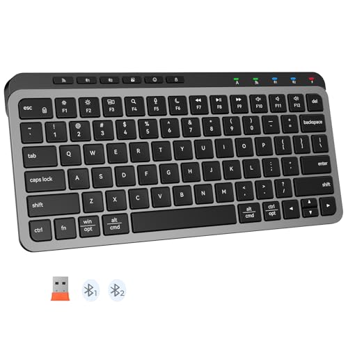 MEETION Slim Bluetooth Keyboard, Compact Wireless Multi-Device Design | Rechargeable keyboard with low-profile keys and shortcuts, supports easy switching between PC, laptop, tablet and Mac devices - color: Black