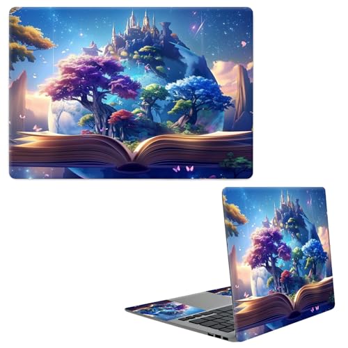 Laptop Skin Sticker Decal, Universal Protective Cover Fit 12 13 14 15.6 Inch Notebook, Reusable Water-Resistant Vinyl Decal w/ 2 Wrist Pads for Business Travel Office, Forest of Books - color: Forest of Books