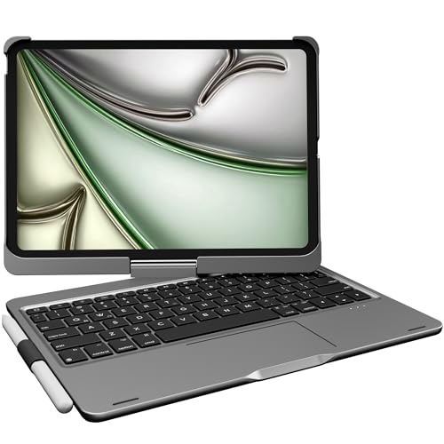 Wireless Keyboard Case for iPad Pro 11 inch M5 2025 & M4 2024 Space Gray | Pekarejue 360 Rotatable, Pencil Holder, Multi-Touch Trackpad, Backlit Keys, Swivel Cover A3357A3358 A3359 A2836 A2837 A3006 - color: Space Gray, size: iPad Pro 11 (M4/M5)